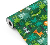 Bobine de papier cadeau, grand rouleau 62 cm x 100 m • Enfants ANIMAUX DE LA JUNGLE • Idéal pour : Commerces Entreprises Emballage cadeau Anniversaire Décoration [FP Fiesta Paper]