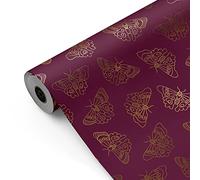 Bobine de papier cadeau, grand rouleau 62 cm x 100 m • PAPILLONS DORÉES • Idéal pour: Boutiques d'affaires Commerce Emballage cadeau Anniversaire Bébé Shower Mariage Décoration [FP Fiesta Paper]