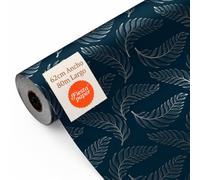 Bobine de papier cadeau, grand rouleau, 62 cm x 80 m, plume argentée et bleue • Idéal pour : magasins, boutique, commerce, entreprise, emballage cadeau, anniversaire