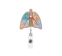 Bobine de porte-badge d'identification avec imprimé cœur, poumon, cerveau, acrylique, cordon rétractable et clip rotatif pour professionnels (poumon)
