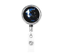 Bobine de porte-badge en métal robuste avec carte du drapeau de la Grèce, porte-badge rétractable avec clip de ceinture pour porte-cartes de visite