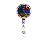 Bobine de porte-badge en métal robuste avec drapeau arménien, porte-badge rétractable avec clip de ceinture pour porte-carte de visite