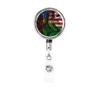 Bobine de porte-badge en métal robuste avec drapeau de la Guinée-Bissau et de l'Amérique, porte-badge rétractable avec clip de ceinture pour porte-carte de visite