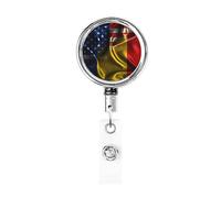 Bobine de porte-badge en métal robuste avec drapeau de la Roumanie et de l'Amérique, porte-badge rétractable avec clip de ceinture pour porte-clés