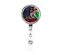 Bobine de porte-badge en métal robuste avec drapeau de l'Amérique du Burundi, porte-badge rétractable avec clip de ceinture pour porte-cartes de visite