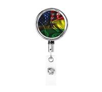 Bobine de porte-badge en métal robuste avec drapeau de l'Amérique du Ghana, porte-badge rétractable avec clip de ceinture pour porte-cartes de visite