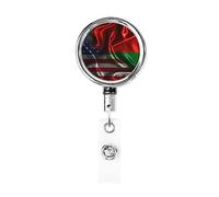 Bobine de porte-badge en métal robuste avec drapeau de l'Amérique du Madagascar, porte-badge rétractable avec clip de ceinture pour porte-clés