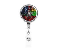 Bobine de porte-badge en métal robuste avec drapeau de l'Amérique du Myanmar, porte-badge rétractable avec clip de ceinture pour porte-carte de visite
