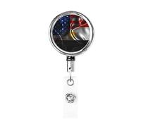 Bobine de porte-badge en métal robuste avec drapeau de l'Amérique du Sud, porte-badge rétractable avec clip de ceinture pour porte-cartes de visite