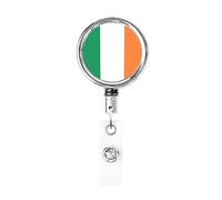 Bobine de porte-badge en métal robuste avec drapeau de l'Islande, porte-badge rétractable avec clip de ceinture pour porte-clés porte-nom employé enseignant 21