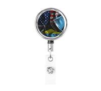 Bobine de porte-badge en métal robuste avec drapeau de Sainte-Lucie Amérique, porte-badge rétractable avec clip de ceinture pour porte-carte de visite