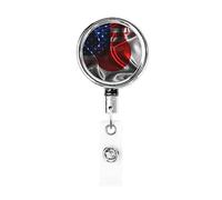 Bobine de porte-badge en métal robuste avec drapeau du Japon et de l'Amérique, porte-badge rétractable avec clip de ceinture pour porte-clés