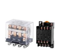 Bobine de relais haute puissance HH64P, 5 pièces, Micro interrupteur de relais électromagnétique avec Base de prise AC110V 220V DC12V 24V 36V(AC (5Pcs),12V With Base)