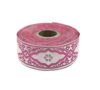 Bobine de ruban jacquard Andalousie pour tissus d'ameublement, tissus d'ameublement, garniture, draperie - Rose - 11 m x 3,5 cm