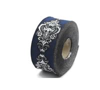 Bobine de ruban jacquard baroque médiéval de 9,9 m de large, 3,5 cm de large, bleu foncé et argenté, bordure médiévale en tissu tissé rétro, fournitures de couture, décoration vintage 35918-V2