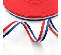 Bobine de Ruban Tricolore, Ruban Satin Bleu Blanc Rouge, Sangle en Coton Sergé Décoratif pour Fête Nationale, Médaille, Bricolage, Emballage Cadeau, 50 m x 10 mm