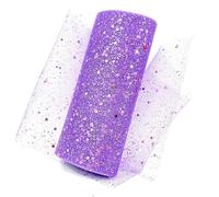 Bobine de tulle en filet Bobine, Deco Mesh Ribbon Glitter Tulle Fabric Roll 6 in x 10 Yards Multicolor(Purple)