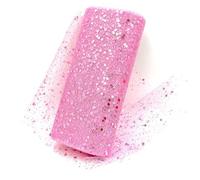 Bobine de tulle en filet Bobine, Deco Mesh Ribbon Glitter Tulle Fabric Roll 6 in x 10 Yards Multicolor(Pink)