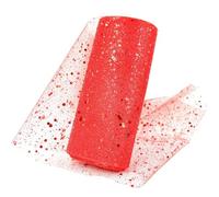 Bobine de tulle en filet Bobine, Deco Mesh Ribbon Glitter Tulle Fabric Roll 6 in x 10 Yards Multicolor(Red)