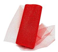 Bobine de tulle en filet Bobine, Glitter Tulle Mesh Fabric Rolls 6 inches x 10 yards Multicolor Pack Of 2(Red)