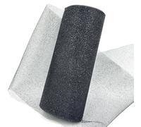 Bobine de tulle en filet Bobine, Glitter Tulle Mesh Fabric Rolls 6 inches x 10 yards Multicolor Pack Of 2(Black)