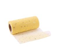 Bobine de tulle en filet Bobine, Tulle Mesh Fabric Roll Stars Moon Glitter Sequin 15cm x 25 Yards Multicolor(Yellow)