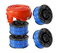 Bobine et couvercle pour débroussailleuse, compatible avec Black&Decker GL315, GL337, GL350, GL650, GL652, A6441&597862-00, bobine de rechange en nylon de 1,65 mm et 12,2 m (4 bobines + 1 bouchon)