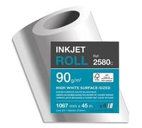 Bobine papier Blanc CIE164 Surfacé 90g pour traceur 1,067mmx45m. Impression Jet d'encre