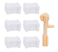 Bobine Plaque de Fil en Plastique Broderie Croix Canette avec 1 Enrouleur de Fil pour Rangement de Broderie et Organisateur de Fil à Coudre 120 Pièces Blanc