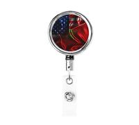 Bobine porte-badge en métal robuste drapeau Maroc Amérique, porte-badge rétractable avec clip de ceinture pour porte-cartes de visite