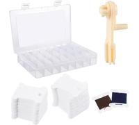 Bobines De Fil À Broder,Cartes De Fil Pour Point De Croix,Bobine Plaque De Fil En Plastique 100pc Avec Boîte De Rangement Et Enrouleur Pour Bricolage Couture Et Accessoires De Rangement