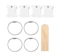 Bobines de fil dentaire, jeu de canettes de fil en plastique Bobines de fil de soie Carte de fil avec enrouleur de fil et 4 anneaux de canette de fil pour la broderie au point de croix (blanc)