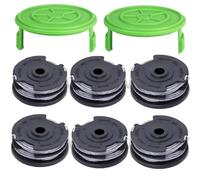 Bobines de Fil et Couvercle Compatible avec Greenworks Débroussailleuse G40LT/ G40LTK2/G40LTK2X/2101507/2101507UA/2101507UC,Double Bobine 29187 (6 Bobines + 2 Couvercle)