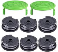Bobines de Fil et Couvercle Compatible avec Greenworks Débroussailleuse G40LT/ G40LTK2/G40LTK2X/2101507/2101507UA/2101507UC,Double Bobine 29187 (6 Bobines + 2 Couvercle)