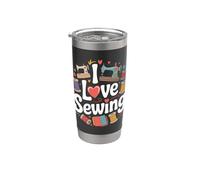 Bobines de fil I Love Sewing Machines à coudre Gobelet isotherme en acier inoxydable double paroi