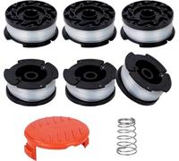 Bobines de Rechange pour Coupe-Bordures, 6 Nylon Bobines de Fil Remplacement Debroussailleuse avec 1 Couvercle de Bobine et 1 Ressort pour Black et Decker AF-100