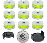Bobines de Rechange pour débroussailleuse Worx WA0014 WG168 WG184 WG190 WG191,Weed Eater-6,1 m 0,2 cm avec Capuchons WA0037 (10 bobines,2 Capuchons)