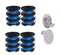 Bobines de rechange pour tondeuse RYOBI avec capuchon (paquet de 12 lignes bleues + paquet de 2 capuchons gris)