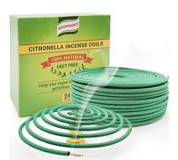 Bobines d'encens à la citronnelle, fabriquées à partir de plantes naturelles, adaptées pour l'extérieur, le salon, la terrasse (24 bobines et 1 porte-bobine)