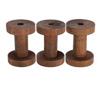 Bobines en Bois, Lot de 3, Marron Foncé, 6 x 4,2 cm, Outils de Couture DIY - Rangement Organisé, Design Rétro Chic, Accessoires Pratiques pour Loisirs Créatifs