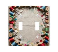 Bobines Plaque de protection pour interrupteur à double interrupteur - Boutons vintage - Fil N/A - Multicolore - Taille standard - Pour chambre à coucher, salle de bain, cuisine, entrée