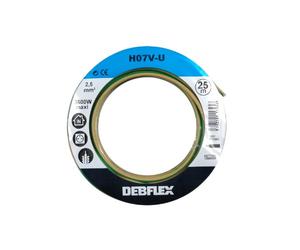 Bobinot de câble | Bobine de fils électrique | Câble électrique | Couronne de câble | Debflex 111345 Bobinot Câble rigide 25 mètres | HO7VU 2,5mm ² | Jaune/Vert