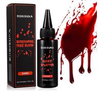 BOBISUKA Halloween Faux Sang 50ml - Fake Blood Réaliste, Lavable, Sûr, Faux Sang pour Halloween, Film, Théâpre, Farces, Blessures Simulées (Rouge Foncé)