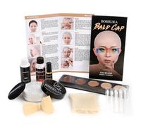 BOBISUKA Kit Maquillage Bonnet Chauve Halloween,Perruque Chauve pour Hommes Femmes,Ensemble Complet avec Bonnet Chauve Latex Réaliste pour Cosplay Moine,Scène,Théâtre,Cinéma,avec Notice