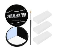 BOBISUKA Peinture Visage Noir Blanc Gris+3 Èponges+1 Pinceau, Peinture Corporelle pour Halloween, Carnaval, Théâtral, Zombie, Maquillage Effets Spéciaux