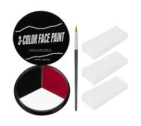 BOBISUKA Peinture Visage Noir Blanc Rouge+3 Èponges+1 Pinceau, Peinture Corporelle pour Halloween, Carnaval, Théâtral, Zombie, Maquillage Effets Spéciaux
