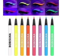 BOBISUKA UV Eyeliner Set 8 Couleurs Imperméable - Eyeliner Liquide Mat aux Couleurs Riches - Eye liner Fluorescent Résistant aux Bavures, Longue Durée