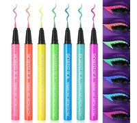 BOBISUKA UV Pailletée Eyeliner Set 7 Couleurs Imperméable, Eye liner Liquide pour Concerts de Rock, Fêtes, Proms et Maquillage Festif