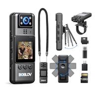 BOBLOV Mini caméra corporelle avec vidéo : caméra d'action 128 G, petites caméras pour vlogging avec 9 heures d'autonomie de batterie, caméra portable de poche avec clip arrière, facile à utiliser