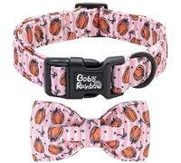 Bobo Rainbow Collier pour chien de grande taille avec nœud rose à rayures | Idéal pour un usage quotidien, les randonnées en plein air, le camping, la récolte de Thanksgiving, collier en coton réglable